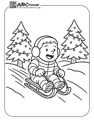 Free printable sled coloring page for kids from ABCmouse.com. 