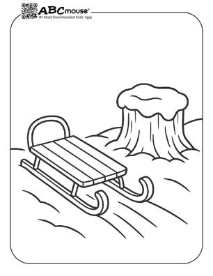 Free printable sled coloring page for kids from ABCmouse.com. 