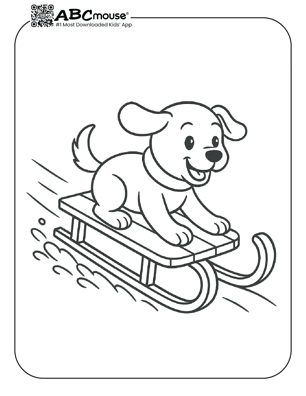 Free printable sled coloring page for kids from ABCmouse.com. 