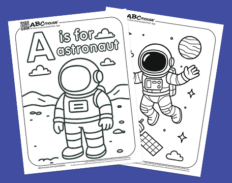 Free printable Astronaut coloring pages for kids from ABCmouse.com. 
