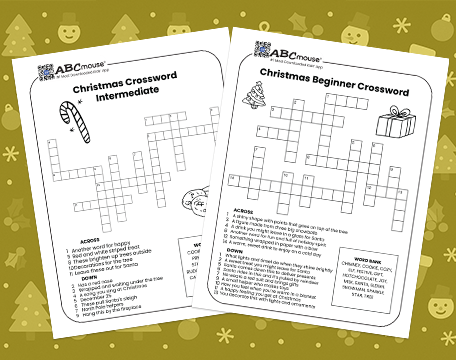 Free printable Christmas crossword puzzles for kids from ABCmouse.com. 