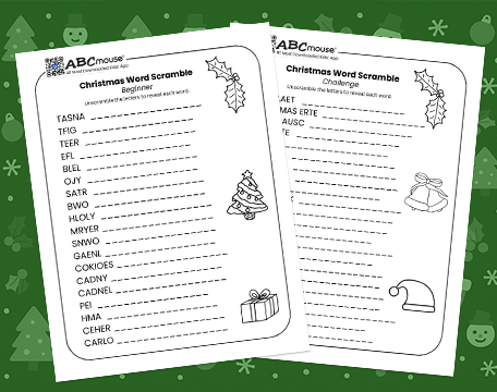 Free printable Christmas Word Scramble for kids from ABCmouse.com. 