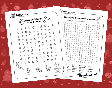Free printable Christmas word searches for kids. 