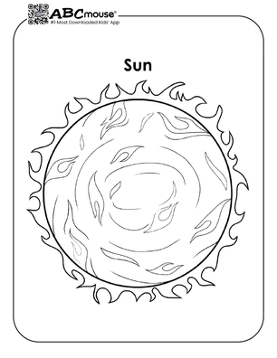 Realistic sun coloring page for kids from ABCmouse.com. 