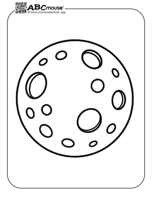 Simple full moon coloring page for kids from ABCmouse.com.