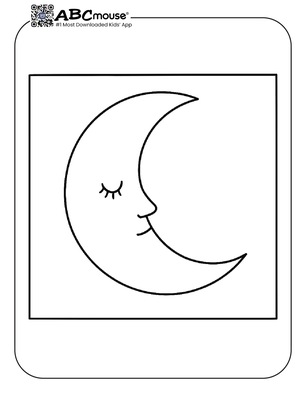 Simple moon coloring page for kids from ABCmouse.com.