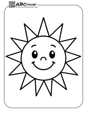 Simple sun coloring page for kids from ABCmouse.com.