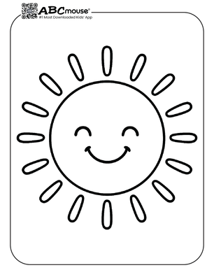 Simple sun coloring page for kids from ABCmouse.com. 