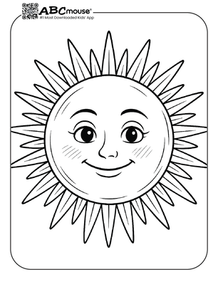 Details sun coloring page for kids from ABCmouse.com.