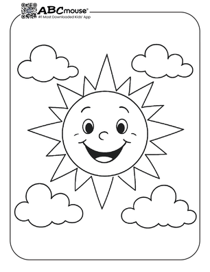 Simple sun coloring page for kids from ABCmouse.com.