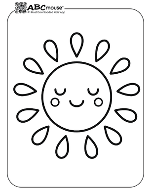 Simple sun coloring page for kids from ABCmouse.com.