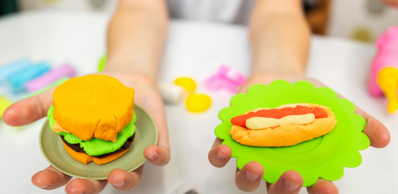 Colorful paly dough feast creations for fun Thanksgiving activity. 