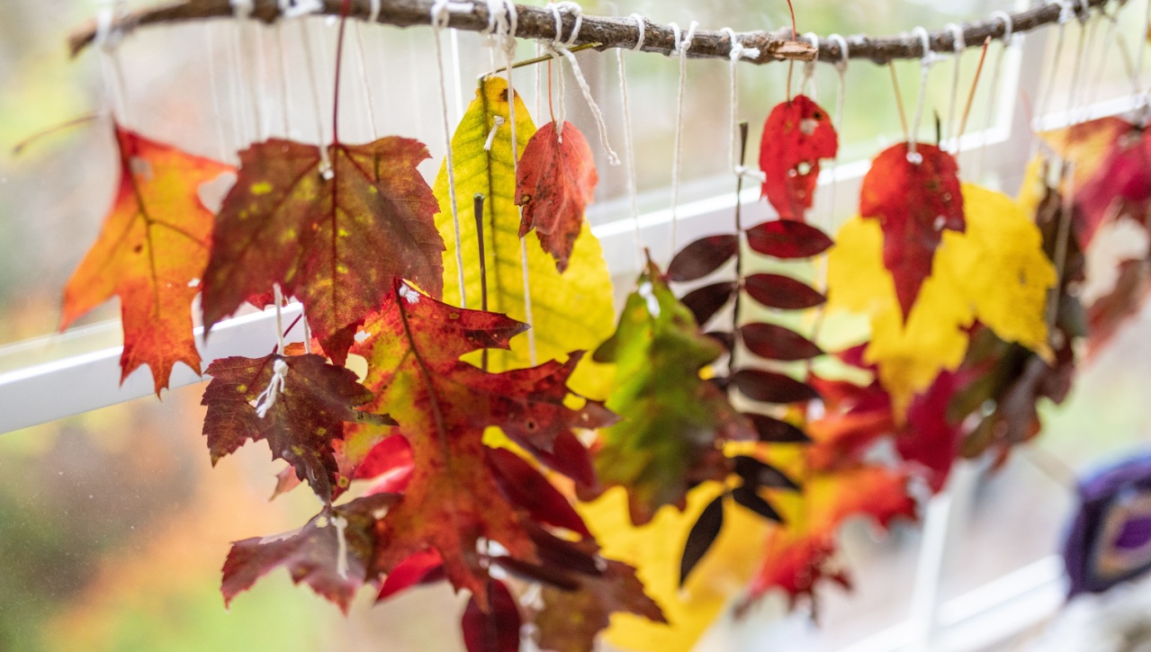 Fun Thanksgiving nature mobile craft for kids to make. 