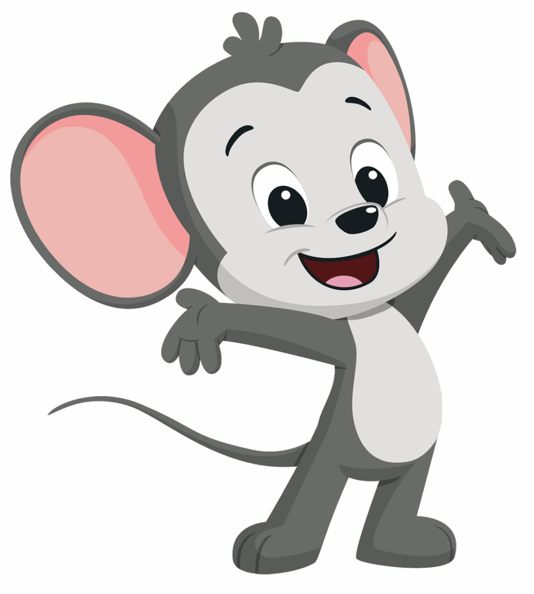 ABC mouse character 2-D hands open wide. 