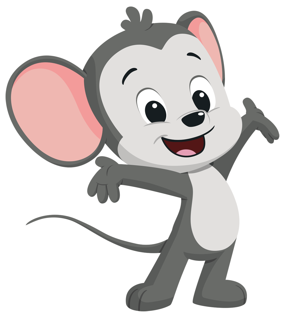 ABC mouse character 2-D hands open wide.
