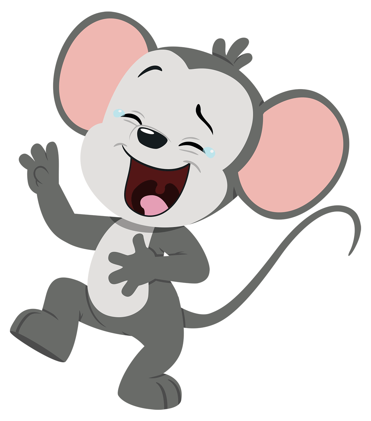 ABC mouse character laughing out loud. 