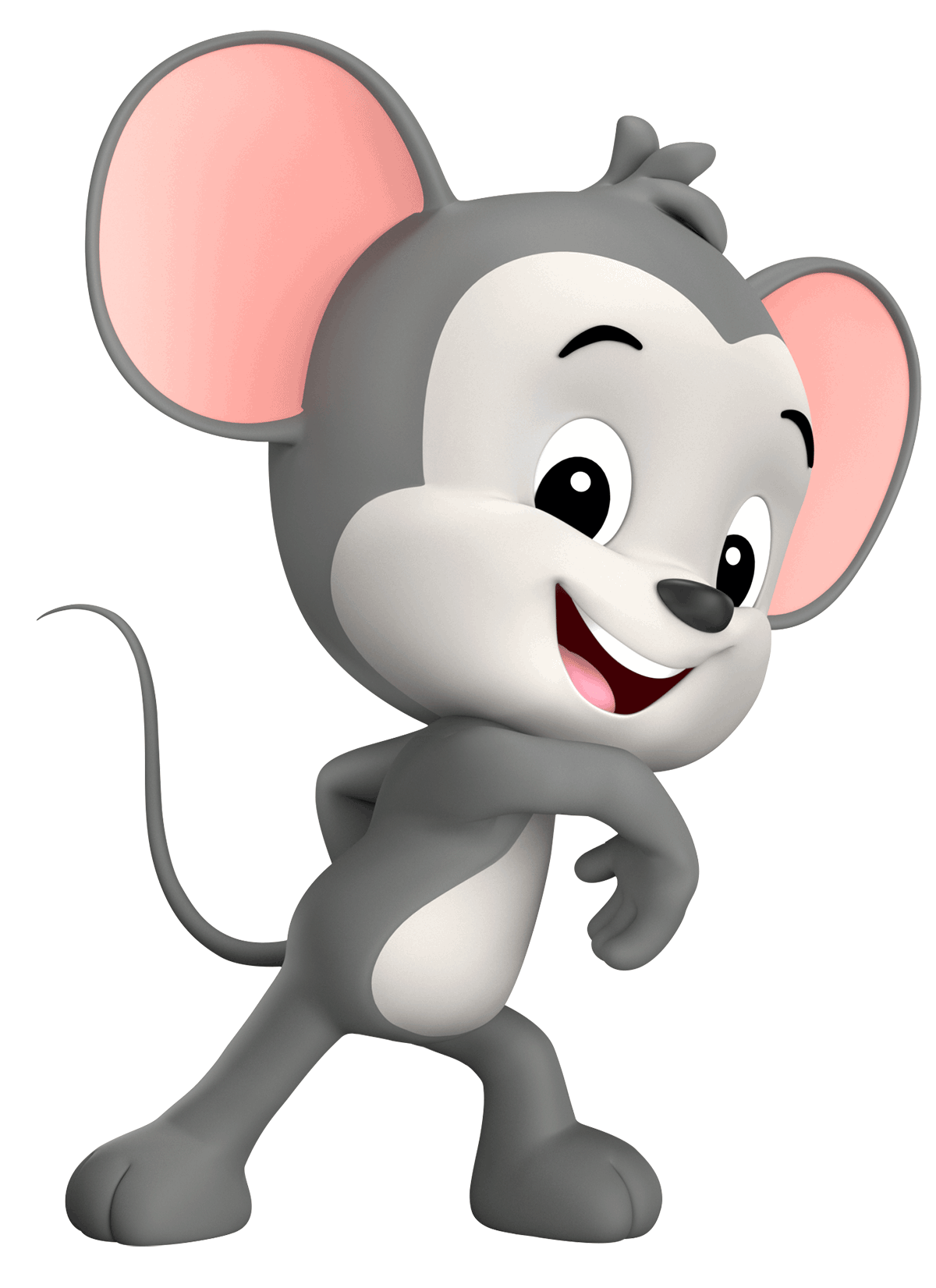 3 D, ABC mouse saying come follow me. 