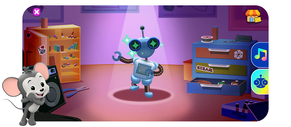 Bot beats fun intro to coding science game for kids to play on the ABCmouse app. 
