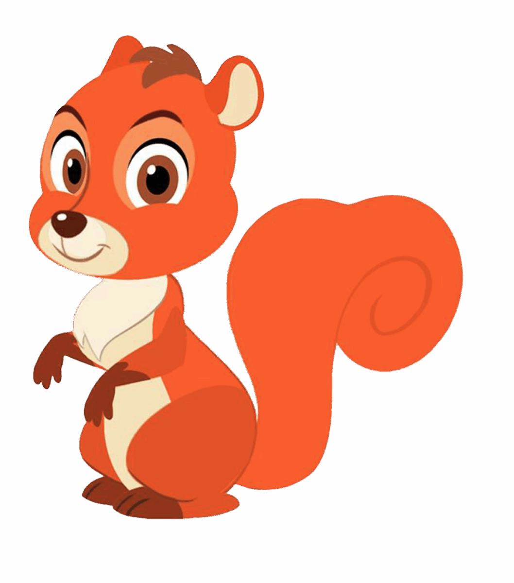 Cute orange cartoon squirrel. 