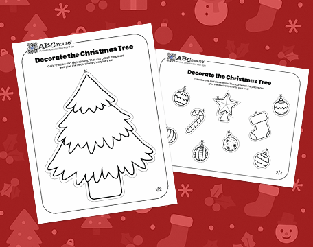 Free printable decorate a Christmas Tree craft. 