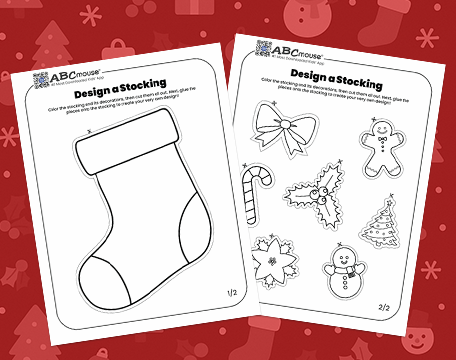 Free printable decorate a stocking craft. 
