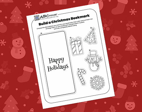 Free printable decorate a Christmas book mark craft. 