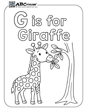 Free printable giraffe coloring page for kids from ABCmouse.com.