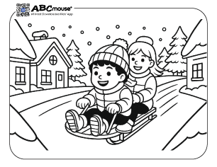 Free printable sled coloring page for kids from ABCmouse.com. 