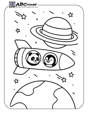 Free printable rocket coloring page for kids from ABCmouse.com. 