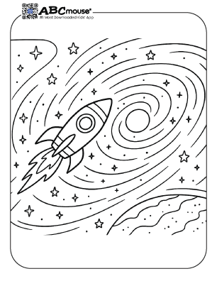 Free printable rocket coloring page for kids from ABCmouse.com. 