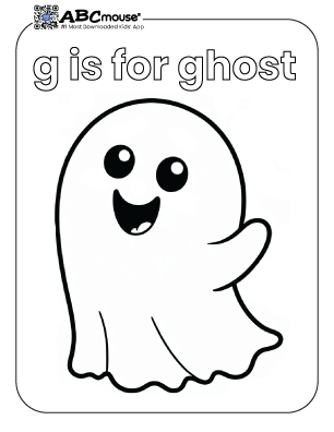 Free printable letter G is for ghost coloring page for kids from ABcmouse.com. 