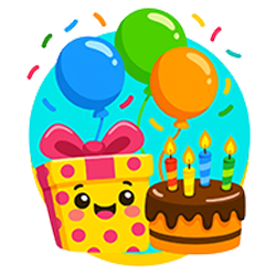 Cute birthday cartoon icon.