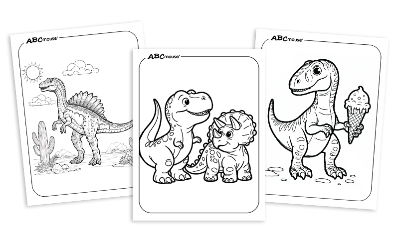 Free printable Dinosaur coloring pages for kids from ABCmouse.com. 