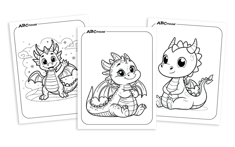Free printable dragon coloring pages for kids from ABCmouse.com. 