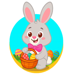 Cute Easter bunny cartoon icon.