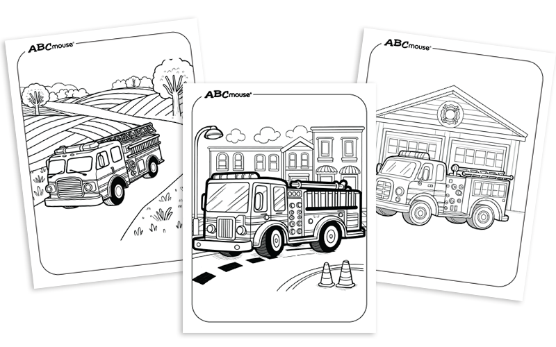 Free printable emergency vehicle coloring pages for kids from ABCmouse.com. 