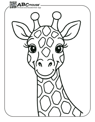 Free printable giraffe coloring page for kids from ABCmouse.com.