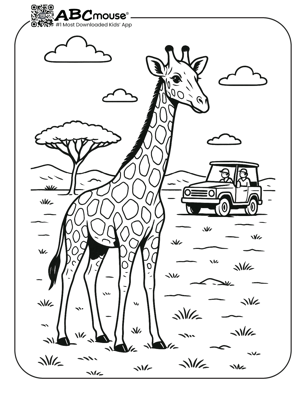 Free printable giraffe coloring page for kids from ABCmouse.com.