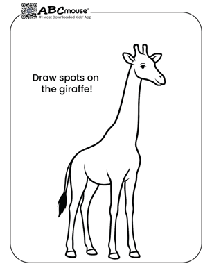 Free printable giraffe coloring page for kids from ABCmouse.com.