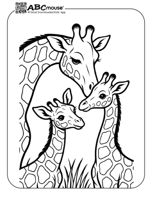 Free printable giraffe coloring page for kids from ABCmouse.com.