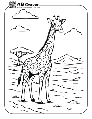Free printable giraffe coloring page for kids from ABCmouse.com.