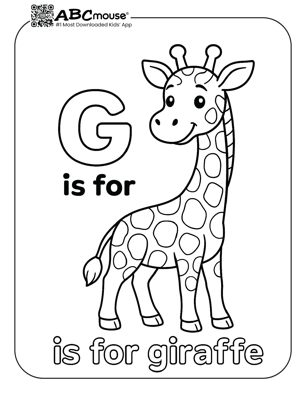 Free printable g is for giraffe coloring page for kids from ABCmouse.com.