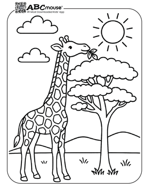 Free printable giraffe coloring page for kids from ABCmouse.com.