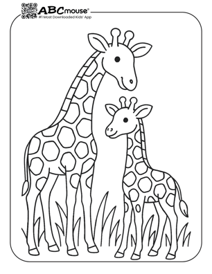 Free printable giraffe coloring page for kids from ABCmouse.com.