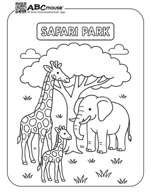 Free printable giraffe coloring page for kids from ABCmouse.com.