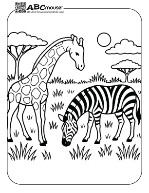Free printable giraffe coloring page for kids from ABCmouse.com.