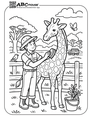 Free printable giraffe coloring page for kids from ABCmouse.com.