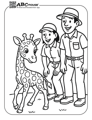 Free printable giraffe coloring page for kids from ABCmouse.com.