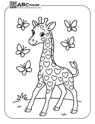 Free printable giraffe coloring page for kids from ABCmouse.com.
