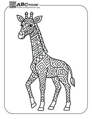 Free printable giraffe coloring page for kids from ABCmouse.com.
